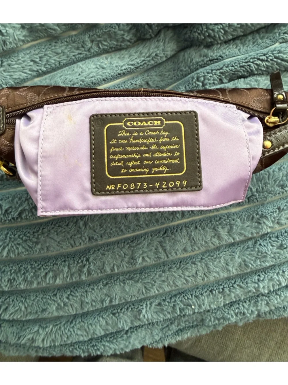 Vintage Y2K Coach Signature Lurex Mini Hobo Shoulder Bag - Chocolate Brown - Picture 12 of 13